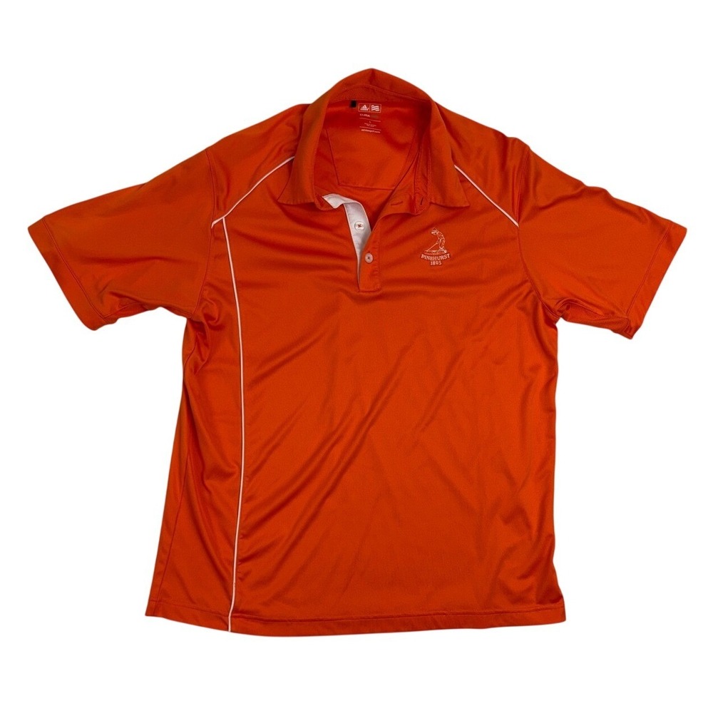 Adidas ClimaCool Pinehurst 1895 Putter Boy Golf Polo Shirt Mens Large Orange